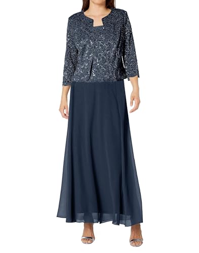 JAEDEN Mutter der Braut Kleider 3 Teilig Hochzeitsgast Kleid Spitze Brautmutterkleid mit Jacke Marineblau 36 von JAEDEN
