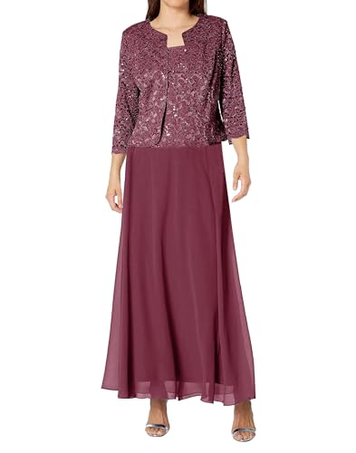 JAEDEN Mutter der Braut Kleider 3 Teilig Hochzeitsgast Kleid Spitze Brautmutterkleid mit Jacke Maulbeere 42 von JAEDEN