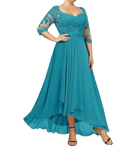JAEDEN Spitze Brautmutterkleider Große Größen Abendkleider mit 3/4 Ärmel Mutter der Braut Hochzeit Gast Kleider Jade 46 von JAEDEN