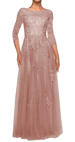 JAEDEN Spitze Brautmutterkleider Tüll Abendkleider Elegant für Hochzeit Langarm Hochzeit Gast Kleider Staubige Rose 50 JAEDEN Spitze Brautmutterkleider Tüll Abendkleider Elegant für Hochzeit Langarm Hochzeit Gast Kleider Staubige Rose 50 von JAEDEN