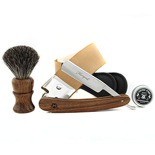 JAG SHAVING GERMANY Rasiermesser Set 4-Teilig mit Leder Streichriemen und Schleifpaste von JAG SHAVING GERMANY