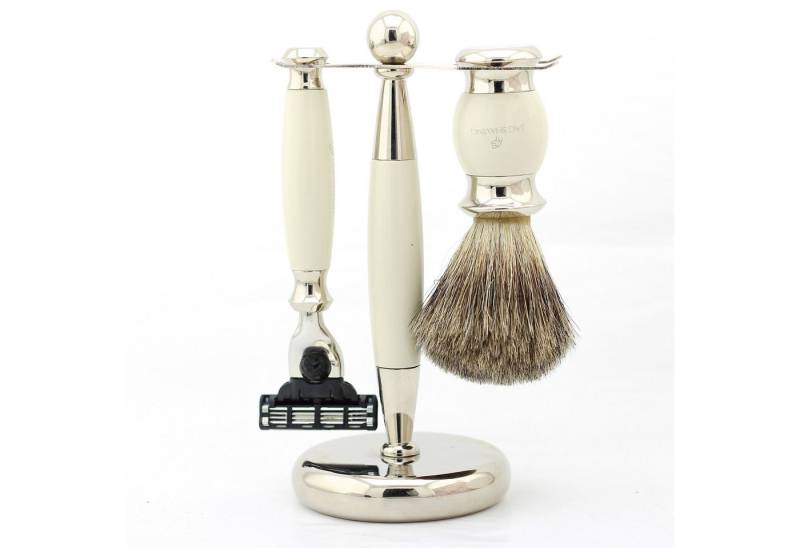 JAG SHAVING Rasierset Haarrasierpinsel, Mach 3 Rasierer mit Doppelständer, 3-tlg., perfekt für den täglichen Gebrauch, bestes Premium-Erlebnis beim manuellen Speichern von JAG SHAVING