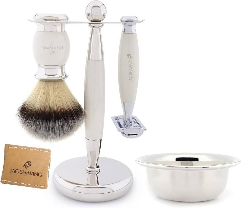 JAG SHAVING Rasierpinsel-Set teiliges Rasierset JAG's LEE Range Schwarz Synthetikshaar, 5 tlg. von JAG SHAVING
