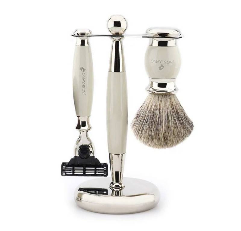 JAG SHAVING Rasierset 3-teiliges Rasierset mit Rasierpinsel, Rasierhobel und Rasierständer von JAG SHAVING
