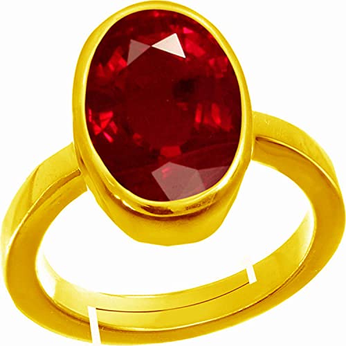 JAGDAMBA GEMS 13,25 Ratti 12,52 Karat zertifizierter unbehandelter A+ Qualität natürlicher Burma Rubin-Manik Edelstein Ring für Damen und Herren, Vergoldet, Rubin JAGDAMBA GEMS 13,25 Ratti 12,52 Karat zertifizierter unbehandelter A+ Qualität natürlicher Burma Rubin-Manik Edelstein Ring für Damen und Herren, Vergoldet, Rubin von JAGDAMBA GEMS