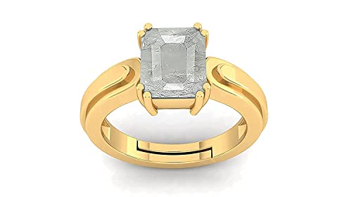 JAGDAMBA GEMS 14,25 Karat 13,20 Ratti vergoldeter Ring natürlicher weißer Saphirstein, zertifizierter sicherer Pukhraj Adjaistaible Ring, Geburtsstein, wertvoller loser Edelstein (Lab-zertifiziert), JAGDAMBA GEMS 14,25 Karat 13,20 Ratti vergoldeter Ring natürlicher weißer Saphirstein, zertifizierter sicherer Pukhraj Adjaistaible Ring, Geburtsstein, wertvoller loser Edelstein (Lab-zertifiziert), von JAGDAMBA GEMS
