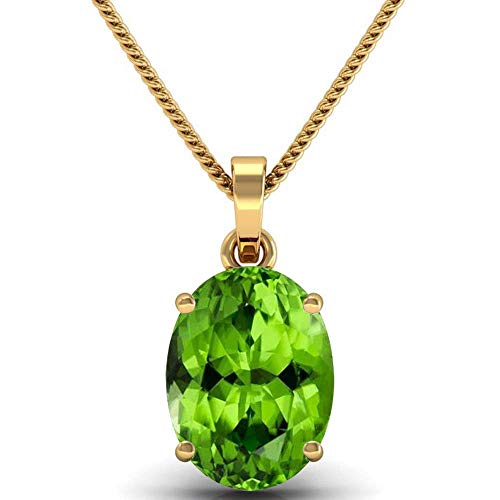 JAGDAMBA GEMS 15,25 Ratti Natürlicher Peridot Anhänger Stein Vergoldet Medaillon Original Zertifizierter Edelstein Labor Getestet Vergoldet Peridot, Vergoldet, Peridot von JAGDAMBA GEMS