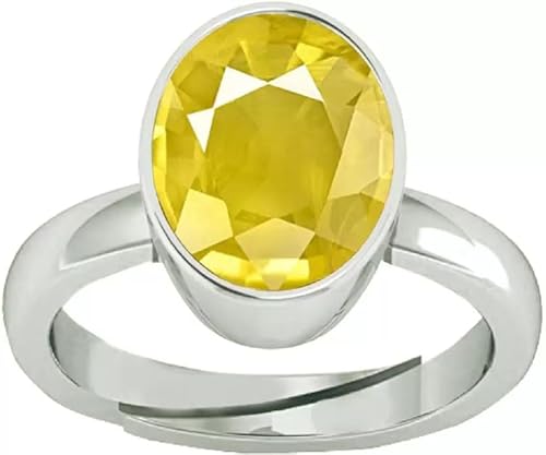 JAGDAMBA GEMS 5,00 Ratti gelber Saphirstein, verstellbarer Ring, original und zertifiziert, natürlicher Pukhraj, unbeheizter und unbehandelter Edelstein, freie Größe, Anguthi, für Damen und Herren, JAGDAMBA GEMS 5,00 Ratti gelber Saphirstein, verstellbarer Ring, original und zertifiziert, natürlicher Pukhraj, unbeheizter und unbehandelter Edelstein, freie Größe, Anguthi, für Damen und Herren, von JAGDAMBA GEMS