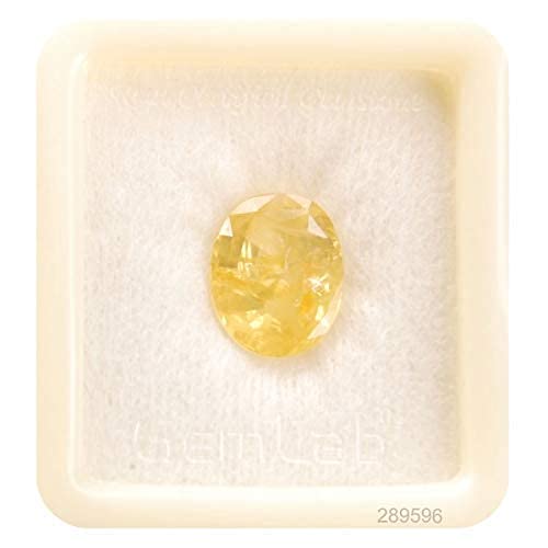 JAGDAMBA GEMS 5,25 Ratti / 4,50 Karat natürlicher AAA loser Edelstein, natürlicher zertifizierter gelber Saphir/Pukhraj-Stein für Männer und Frauen, Freigröße, natürlicher gelber Saphir, loser JAGDAMBA GEMS 5,25 Ratti / 4,50 Karat natürlicher AAA loser Edelstein, natürlicher zertifizierter gelber Saphir/Pukhraj-Stein für Männer und Frauen, Freigröße, natürlicher gelber Saphir, loser von JAGDAMBA GEMS