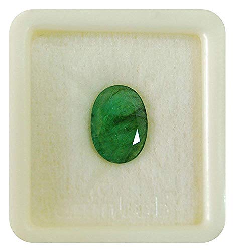 JAGDAMBA GEMS 5.25 Ratti Natürlicher grüner loser Edelstein in AAA++-Qualität, natürlicher zertifizierter sambischer Smaragd/Panna-Stein für Männer und Frauen {Laborgenehmigt}, natürlicher von JAGDAMBA GEMS