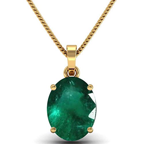 JAGDAMBA GEMS 7,25 Ratti 6,50 Karat natürlicher Smaragd loser Edelstein Panna Anhänger vergoldet für Damen und Herren vergoldet Smaragd, Vergoldet, Smaragd von JAGDAMBA GEMS