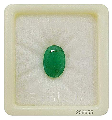 JAGDAMBA GEMS 7.00 Ratti Natürlicher grüner loser Edelstein in AAA++-Qualität, natürlicher zertifizierter sambischer Smaragd/Panna-Stein für Männer und Frauen {Laborgenehmigt}, natürlicher von JAGDAMBA GEMS