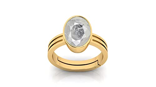 JAGDAMBA GEMS 9,25 Ratti 8,44 Karat Gold natürlicher weißer Saphirstein zertifiziert sicherer Pukhraj verstellbarer Geburtsstein wertvoller loser Edelsteinring für Frauen, vergoldet, weißer Saphir, JAGDAMBA GEMS 9,25 Ratti 8,44 Karat Gold natürlicher weißer Saphirstein zertifiziert sicherer Pukhraj verstellbarer Geburtsstein wertvoller loser Edelsteinring für Frauen, vergoldet, weißer Saphir, von JAGDAMBA GEMS