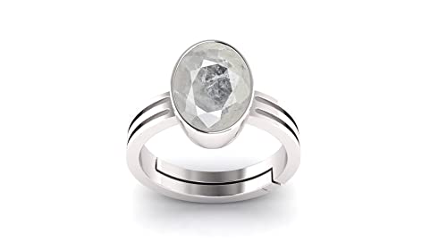 JAGDAMBA GEMS 9,25 Ratti 8,50 Crt AA++ Qualitätszertifizierter verstellbarer Ring, unbeheizt, unbehandelt, natürlicher weißer Saphir, Pukhraj, loser Edelstein, Natürlicher Saphir, weißer Saphir, JAGDAMBA GEMS 9,25 Ratti 8,50 Crt AA++ Qualitätszertifizierter verstellbarer Ring, unbeheizt, unbehandelt, natürlicher weißer Saphir, Pukhraj, loser Edelstein, Natürlicher Saphir, weißer Saphir, von JAGDAMBA GEMS