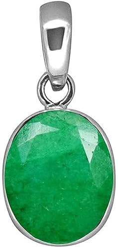 JAGDAMBA GEMS Certified 4.00 Ratti Green Natural Smaragd Loose Gemstone Panna Silver Plating Pendant Locket for Men and Women, Silver Plated, Smaragd, Versilbert, Smaragd JAGDAMBA GEMS Certified 4.00 Ratti Green Natural Smaragd Loose Gemstone Panna Silver Plating Pendant Locket for Men and Women, Silver Plated, Smaragd, Versilbert, Smaragd von JAGDAMBA GEMS