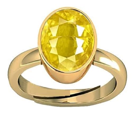JAGDAMBA GEMS Gelber Saphir Edelstein/Pukhraj Stein Edelstein Ring für astrologische Zwecke von 5,25 RATTI, vergoldet, gelber Saphir, Vergoldet, Gelber Saphir JAGDAMBA GEMS Gelber Saphir Edelstein/Pukhraj Stein Edelstein Ring für astrologische Zwecke von 5,25 RATTI, vergoldet, gelber Saphir, Vergoldet, Gelber Saphir von JAGDAMBA GEMS