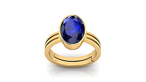 JAGDAMBA GEMS Lab Certified Ring mit blauem Saphir, Neelam-Edelstein, vergoldeter Ring für Damen und Herren, 7,25 bis 6,00 Karat, Natürlicher blauer Saphir-Neelam-Edelsteinring, Blauer Saphir JAGDAMBA GEMS Lab Certified Ring mit blauem Saphir, Neelam-Edelstein, vergoldeter Ring für Damen und Herren, 7,25 bis 6,00 Karat, Natürlicher blauer Saphir-Neelam-Edelsteinring, Blauer Saphir von JAGDAMBA GEMS