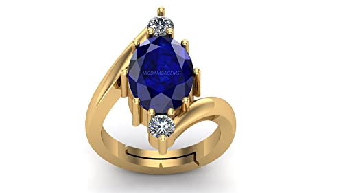 JAGDAMBA GEMS Lab Certified Ring mit blauem Saphir, Neelam-Edelstein, vergoldeter Ring für Damen und Herren, 9,25 bis 8,00 Karat, Natürlicher blauer Saphir-Neelam-Edelsteinring, Blauer Saphir JAGDAMBA GEMS Lab Certified Ring mit blauem Saphir, Neelam-Edelstein, vergoldeter Ring für Damen und Herren, 9,25 bis 8,00 Karat, Natürlicher blauer Saphir-Neelam-Edelsteinring, Blauer Saphir von JAGDAMBA GEMS