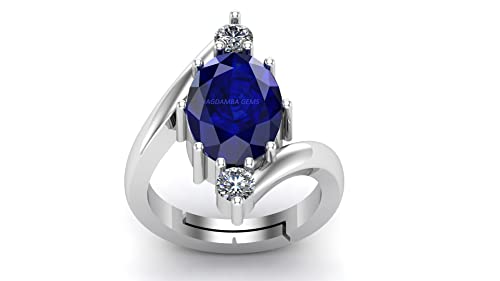 JAGDAMBA GEMS Ring für Damen und Herren, unbeheizt, unbehandelt, 11,00 Ratti A+, natürlicher blauer Saphir, Neelam, Edelstein, zertifiziert, Natürlicher blauer Saphir-Neelam-Edelsteinring, Blauer JAGDAMBA GEMS Ring für Damen und Herren, unbeheizt, unbehandelt, 11,00 Ratti A+, natürlicher blauer Saphir, Neelam, Edelstein, zertifiziert, Natürlicher blauer Saphir-Neelam-Edelsteinring, Blauer von JAGDAMBA GEMS