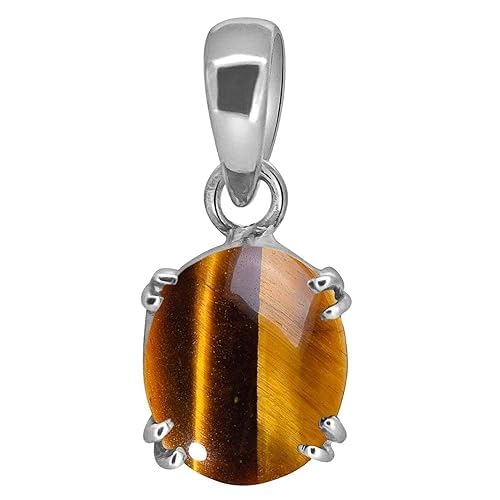 JAGDAMBA GEMS Tigerauge Stein Ashtadhatu Anhänger 7,21 Karat zertifiziertes natürliches Tigerauge und versilbertes Medaillon Unbeheizt und unbehandelt astrologische Zwecke für Männer und Frauen, JAGDAMBA GEMS Tigerauge Stein Ashtadhatu Anhänger 7,21 Karat zertifiziertes natürliches Tigerauge und versilbertes Medaillon Unbeheizt und unbehandelt astrologische Zwecke für Männer und Frauen, von JAGDAMBA GEMS