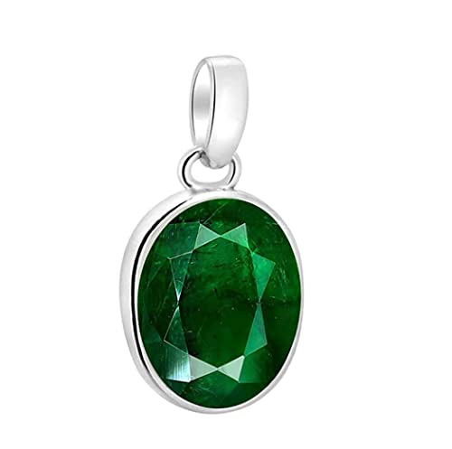 JAGDAMBA GEMS Zertifiziert 7.00 Ratti Green Natürlicher Smaragd Lose Edelstein Panna Versilbert Anhänger Medaillon für Männer und Frauen, versilbert, Smaragd, Versilbert, Smaragd JAGDAMBA GEMS Zertifiziert 7.00 Ratti Green Natürlicher Smaragd Lose Edelstein Panna Versilbert Anhänger Medaillon für Männer und Frauen, versilbert, Smaragd, Versilbert, Smaragd von JAGDAMBA GEMS