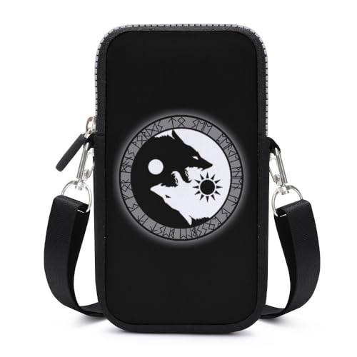 Fauen Wikinger Fenrir Wolf Lässig Täglich Große Kapazität Handytasche, Baum des Lebens Mode Waschbar Reißverschluss Handy-Tasche, für Laufen Gehen Radfahren (Color : A19, Size : One Size) von JAGHAWXL