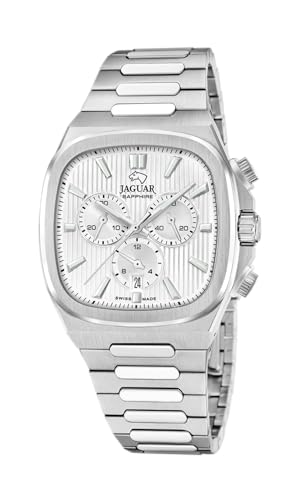 JAGUAR Herrenuhr J1048/1 Rondcarre Edelstahlgehäuse, silberfarbenes Edelstahl-Armband, silberfarben von JAGUAR