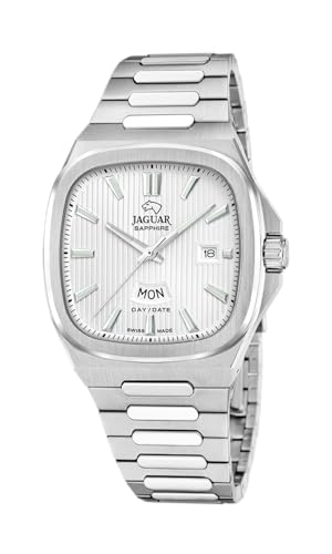 JAGUAR Herrenuhr J1049/1 Rondcarre Edelstahlgehäuse, silberfarbenes Edelstahl-Armband, silberfarben von JAGUAR