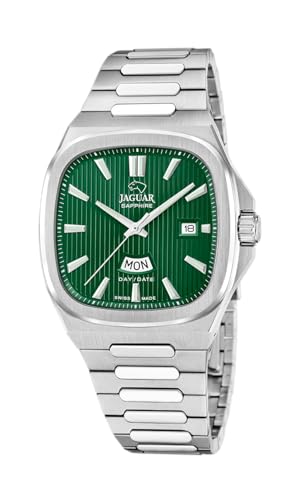 JAGUAR Herrenuhr J1049/3 Rondcarre Edelstahlgehäuse, silberfarbenes Edelstahl-Armband, silberfarben von JAGUAR