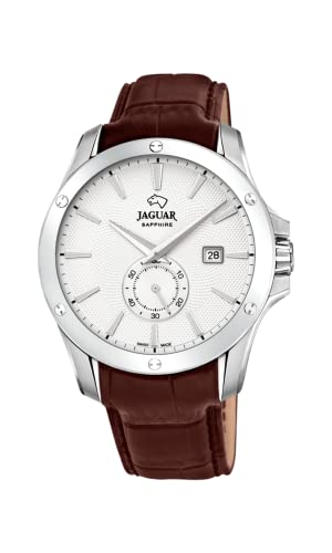 JAGUAR J878/1 Serie Acamar, Gehäuse 44 mm, Silber mit braunem Lederarmband von JAGUAR