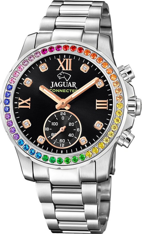 JAGUAR Multifunktionsuhr Jaguar Damenuhr Edelstahl silber Jaguar, (Multifunktionsuhr), Damen Armbanduhr rund, Edelstahlarmband silber von JAGUAR
