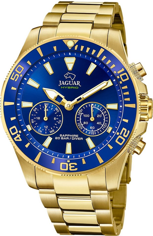 JAGUAR Multifunktionsuhr Jaguar Herrenuhr Edelstahl gold Jaguar, (Multifunktionsuhr), Herren Armbanduhr rund, Edelstahlarmband gold von JAGUAR