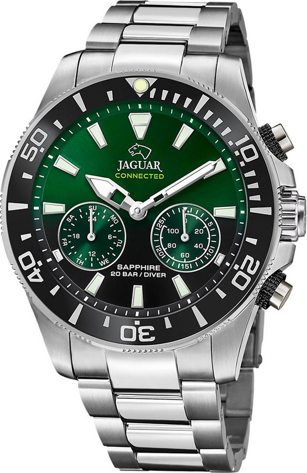 JAGUAR Multifunktionsuhr Jaguar Herrenuhr Edelstahl silber Jaguar, (Multifunktionsuhr), Herren Armbanduhr rund, Edelstahlarmband silber von JAGUAR