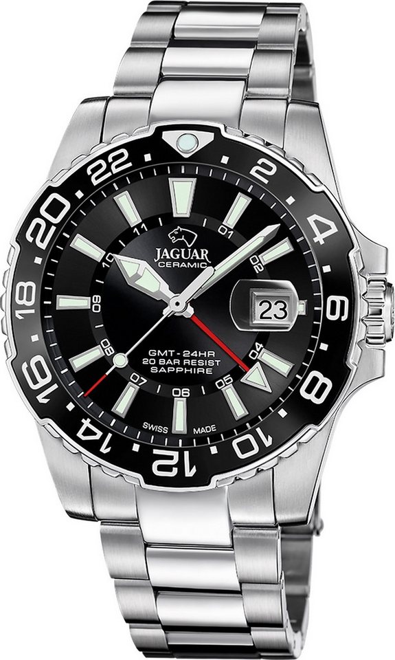 JAGUAR Quarzuhr Jaguar Herrenuhr Edelstahl silber Jaguar, (Analoguhr), Herren Armbanduhr rund, Edelstahlarmband silber von JAGUAR