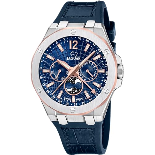 JAGUAR Uhr Für Herren J1040/2 Diplomatic Multi Edelstahl Case BlauLeder Band von JAGUAR