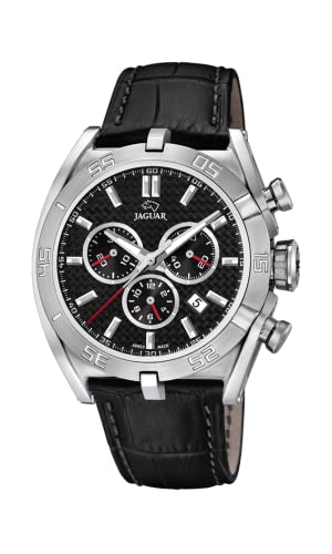 JAGUAR Uhrenmodell J857 / 4 aus der Executive-Kollektion, 45,8 mm Gehäuse mit schwarzem Lederarmband für Herren J857/4 von JAGUAR