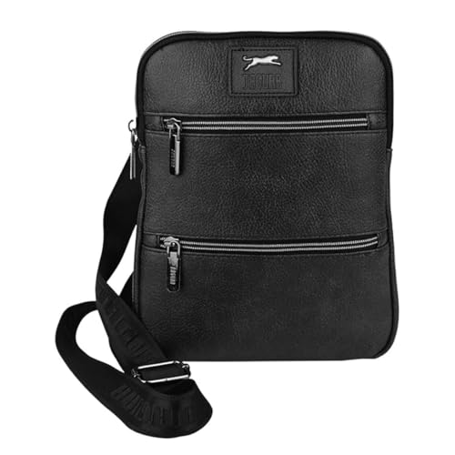 JAGUAR Umhängetasche Slim Herren, 21 x 27,5 x 3 cm, 4 Fächer mit Reißverschluss, Schwarz von JAGUAR