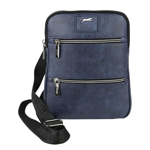 JAGUAR Umhängetasche Slim Herren, 21 x 27,5 x 3 cm, Blau, 4 Fächer mit Reißverschluss, Blau von JAGUAR