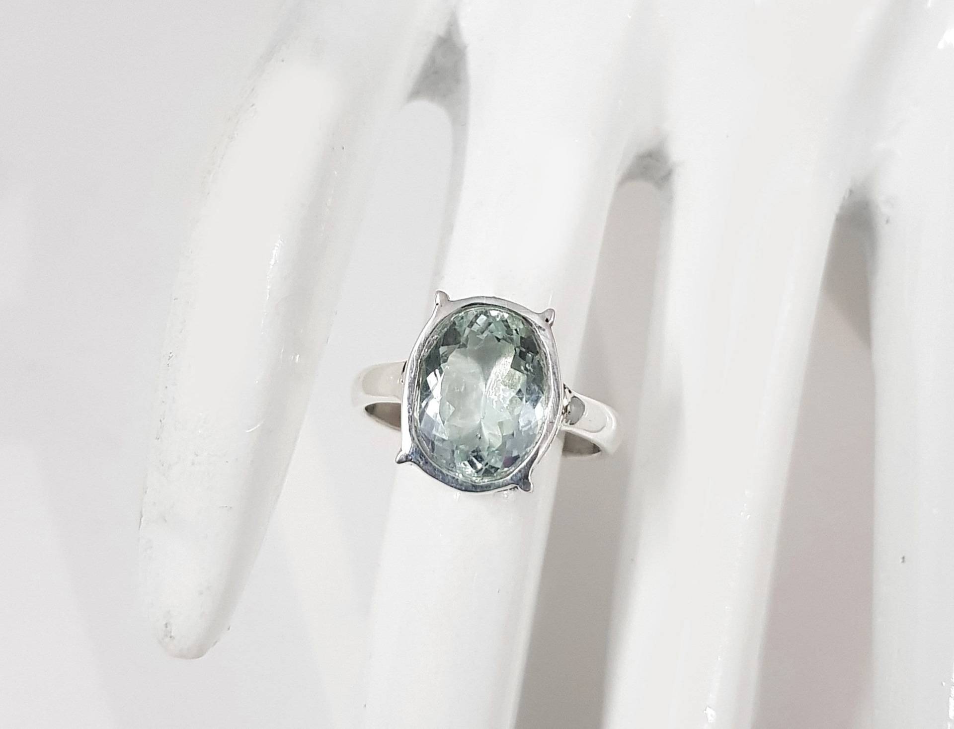 Natürlicher Aquamarin Ring Aus 925 Sterling Silber, Ovaler Facettierter Solitär Für Frauen, März Birthstone von JAGemsJewelry
