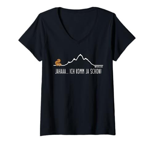 Damen JAHAA... ICH KOMM JA SCHON - Wandern Berge Berg Eichhörnchen T-Shirt mit V-Ausschnitt Damen JAHAA... ICH KOMM JA SCHON - Wandern Berge Berg Eichhörnchen T-Shirt mit V-Ausschnitt von JAHAA... ICH KOMM JA SCHON - Bergsteiger Wanderer