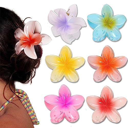 JAHEMU Haarklammer Blume Acryl Haarspangen Rutschfeste Haarspangen Hair Clips für Frauen Haar Accessoire 6 Stück von JAHEMU