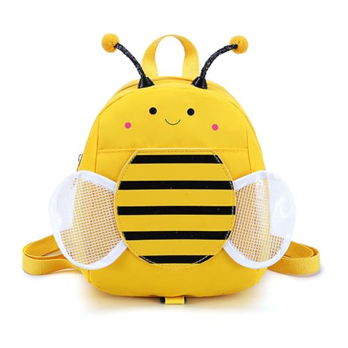 JAHEMU Kinderrucksack Biene Anti-Verlust-Rucksack Bienchen Kindergartenrucksack Süße Tier Schulranzen Studententasche für Jungen & Mädchen 2-6 Jahre von JAHEMU