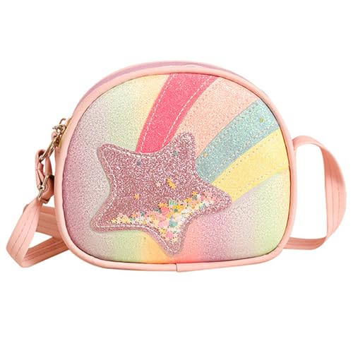 JAHEMU Mädchen Handtasche Regenbogen Meteor Umhängetasche Kinderhandtaschen Bunte Stern Handtasche Crossbody Schultertasche Kinder Geldbörse Handtaschen Mädchen von JAHEMU