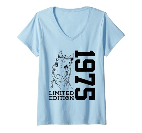 Damen REITEN 50. GEBURTSTAG PFERD LIMITED EDITION 1975 REITER T-Shirt mit V-Ausschnitt Damen REITEN 50. GEBURTSTAG PFERD LIMITED EDITION 1975 REITER T-Shirt mit V-Ausschnitt von JAHRGANG 1975 OUTFIT ZUM 50. GEBURTSTAG