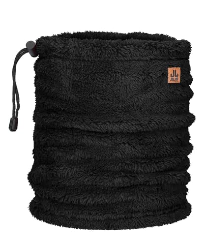 JAIL JAM Unisex Loop-Schal mit Kordel, Herren Schlauchschal Winter, Damen Halswärmer aus Teddy Fleece, Schal:Black von JAIL JAM