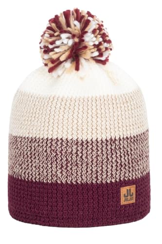 JAIL JAM hochwertige Unisex Winter Woll-Mütze mit Bommel, Herren Strickmütze, Damen Mütze Winter, Mütze:Bordeaux von JAIL JAM