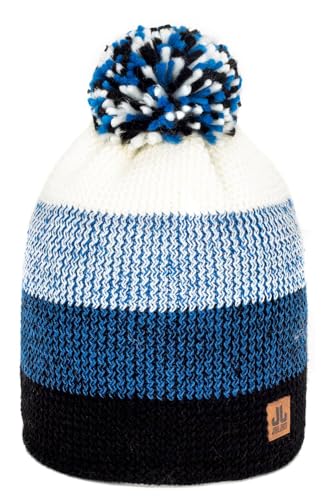 JAIL JAM hochwertige Unisex Winter Woll-Mütze mit Bommel, Herren Strickmütze, Damen Mütze Winter, Mütze:Royal Blue von JAIL JAM