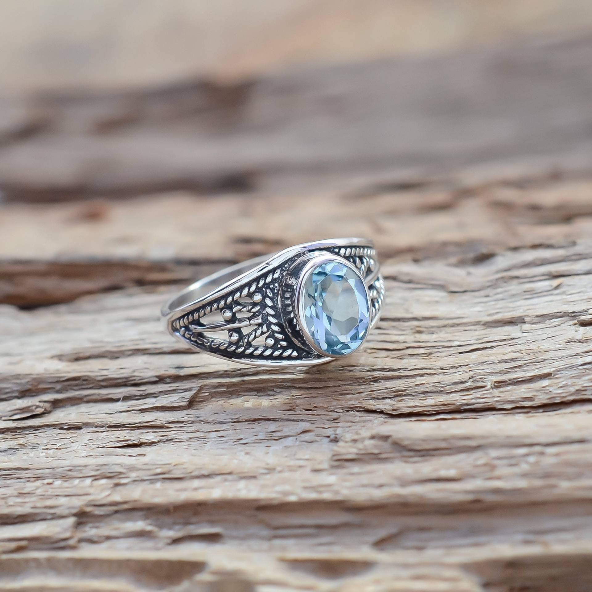 Blautopas 925 Sterling Silber Vintage Handarbeit Ring Für Frauen Muttertag Geschenk von JAIPURJEVAR