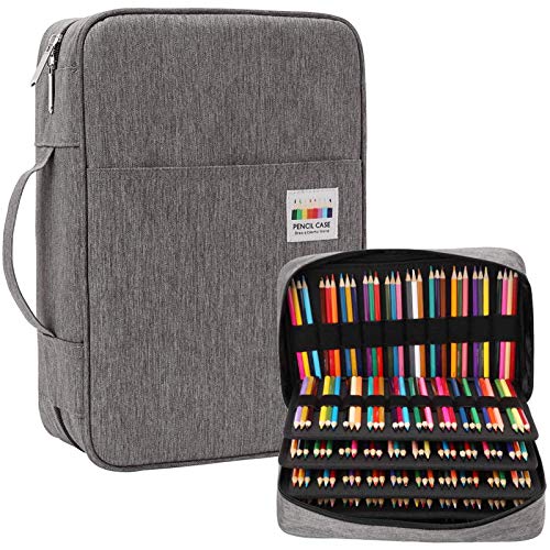 JAKAGO Federmäppchen mit Großer Kapazität für 304 Buntstifte,Wasserdicht Stifttasche Schreibwaren Organizer für Malstifte Künstler Pinsel Fineliner Textmarker Geschenk für Kunststudenten (Grey) von JAKAGO