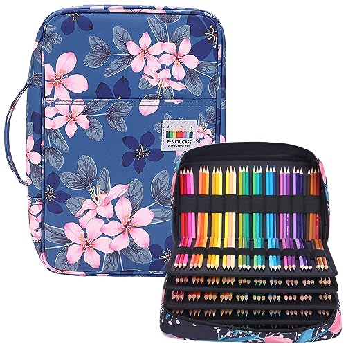 JAKAGO Federmäppchen Große Kapazität für 300 Stifte Aufbewahrung Buntstifte,Wasserdicht Pencil Case Schreibwaren Organizer für Malstifte Künstler Pinsel Fineliner Textmarker（M-Flower） von JAKAGO
